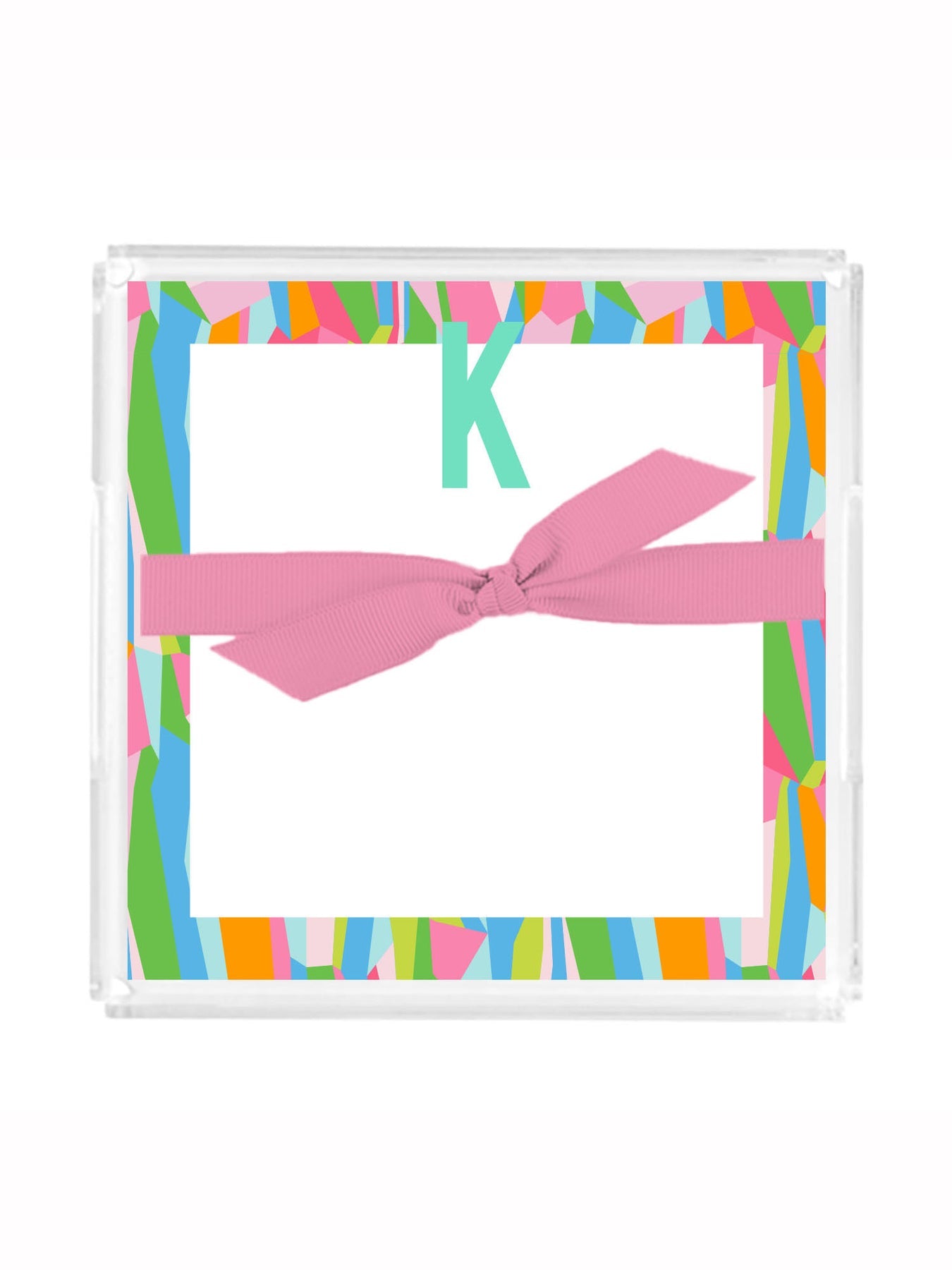 Mary Square Initial Notepad w/ Acrylic Tray