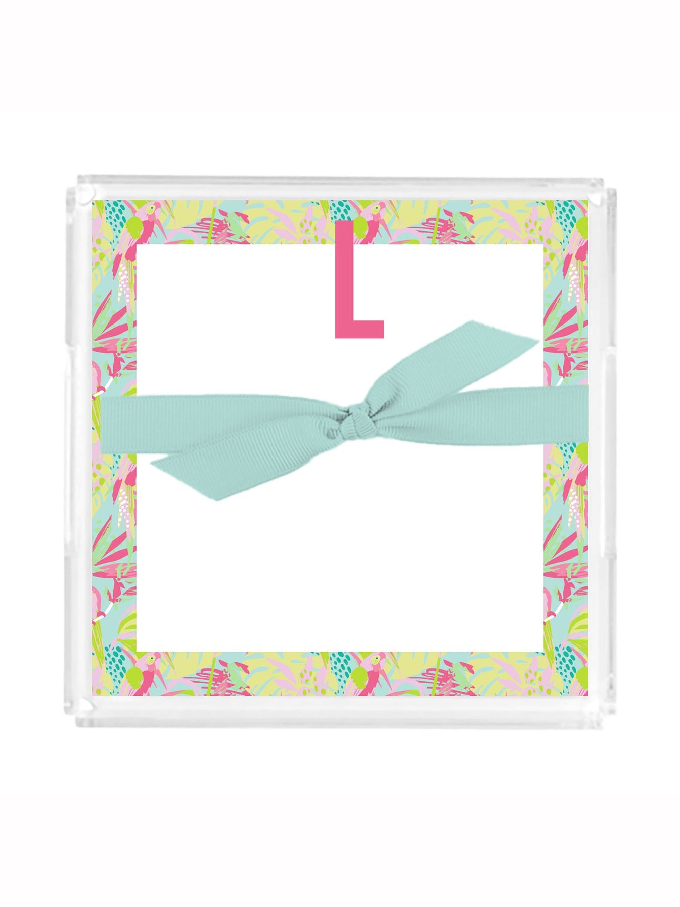 Mary Square Initial Notepad w/ Acrylic Tray