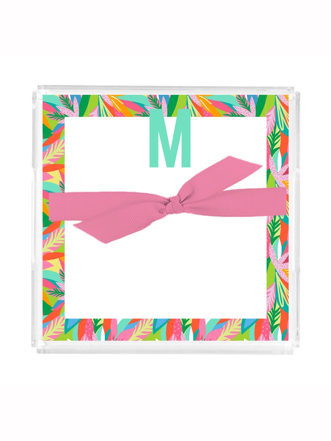 Mary Square Initial Notepad w/ Acrylic Tray