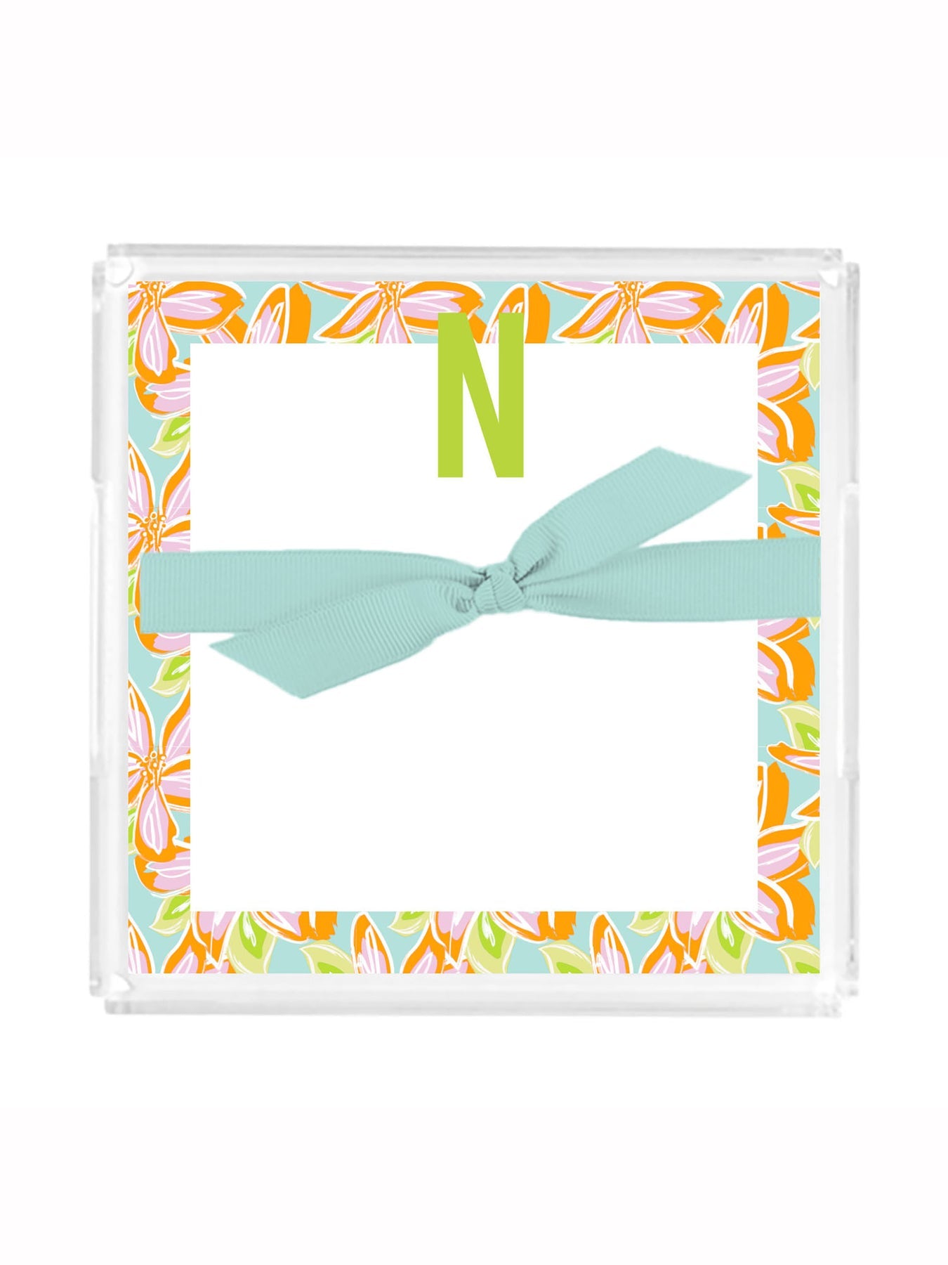 Mary Square Initial Notepad w/ Acrylic Tray
