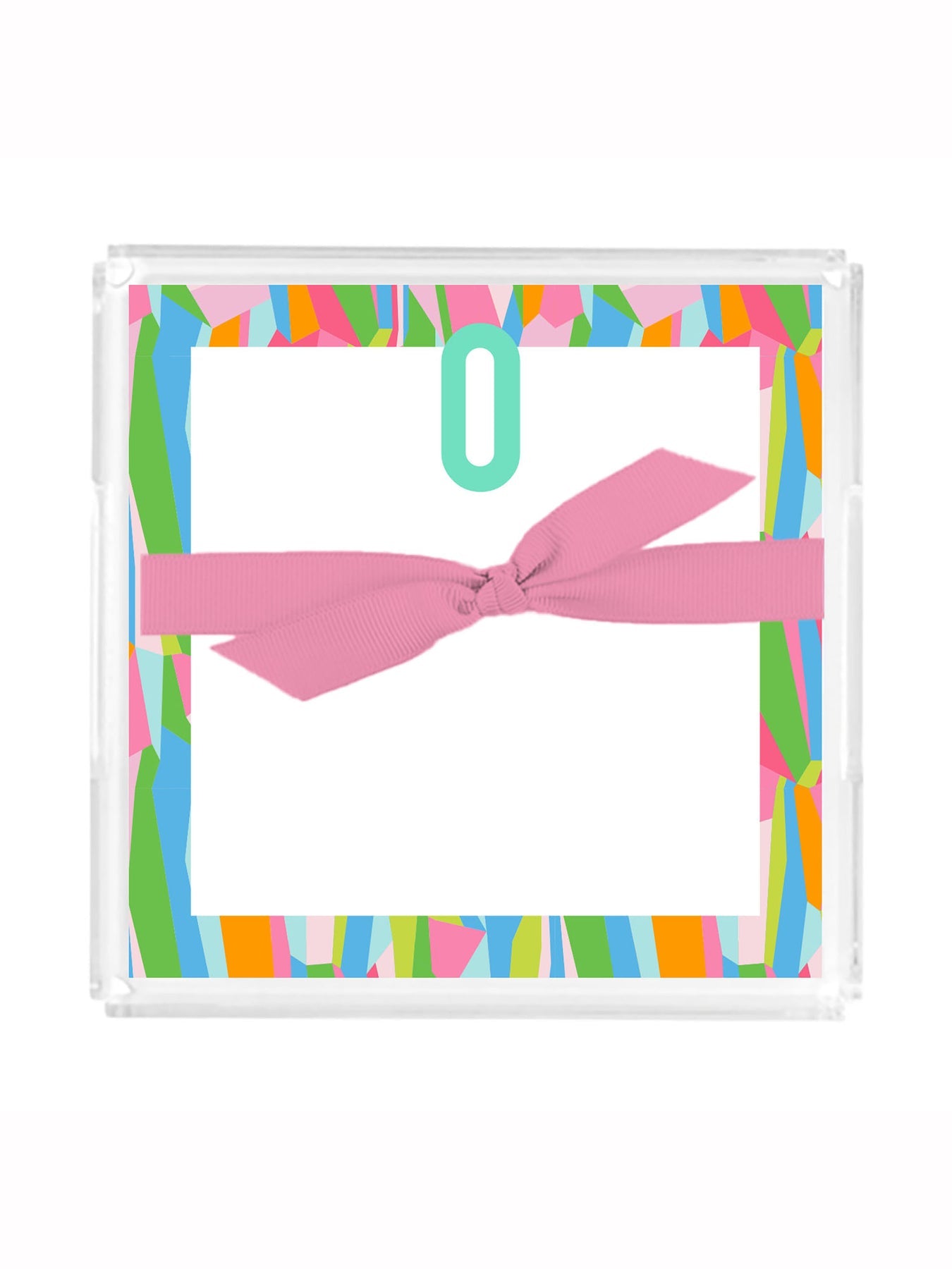 Mary Square Initial Notepad w/ Acrylic Tray