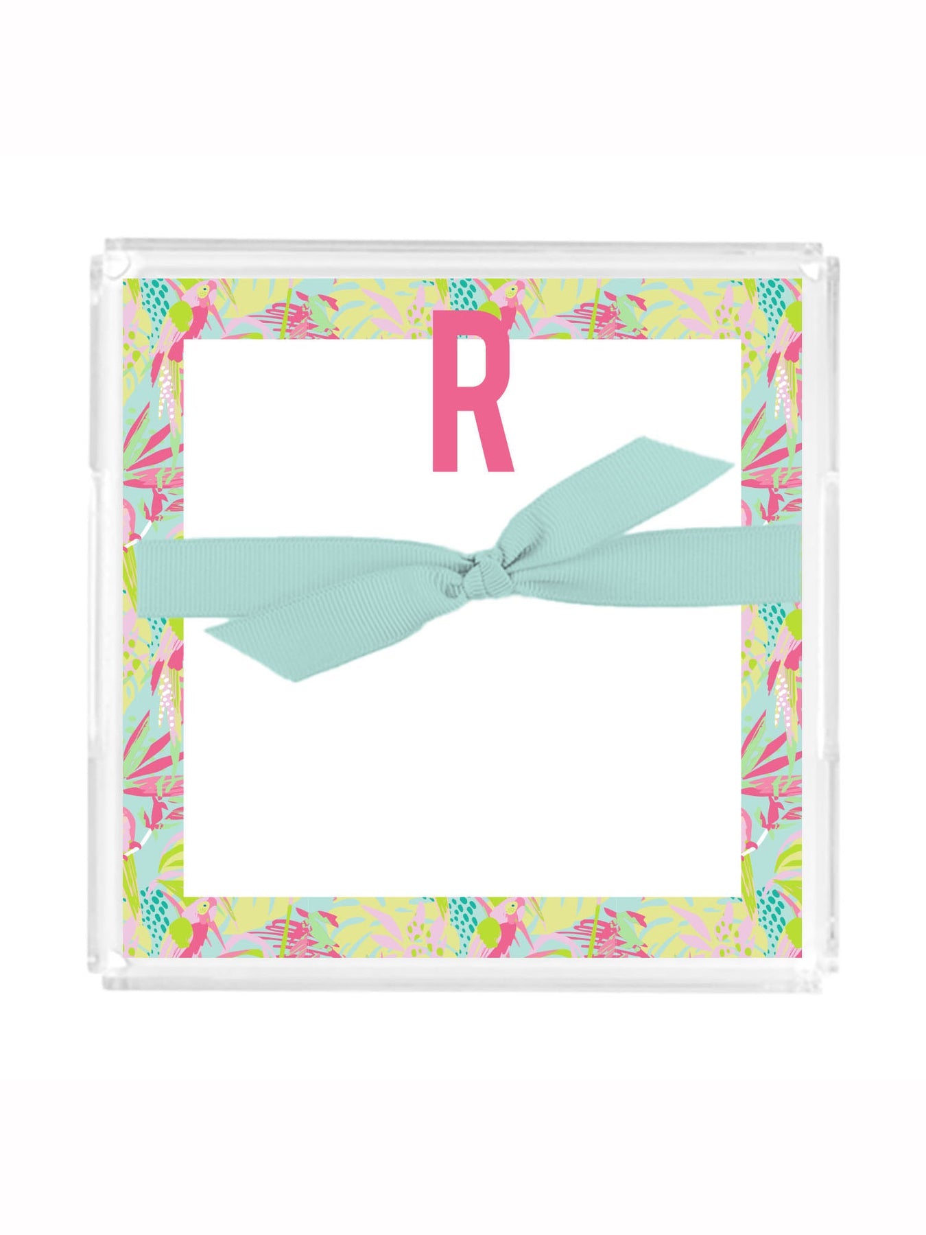 Mary Square Initial Notepad w/ Acrylic Tray