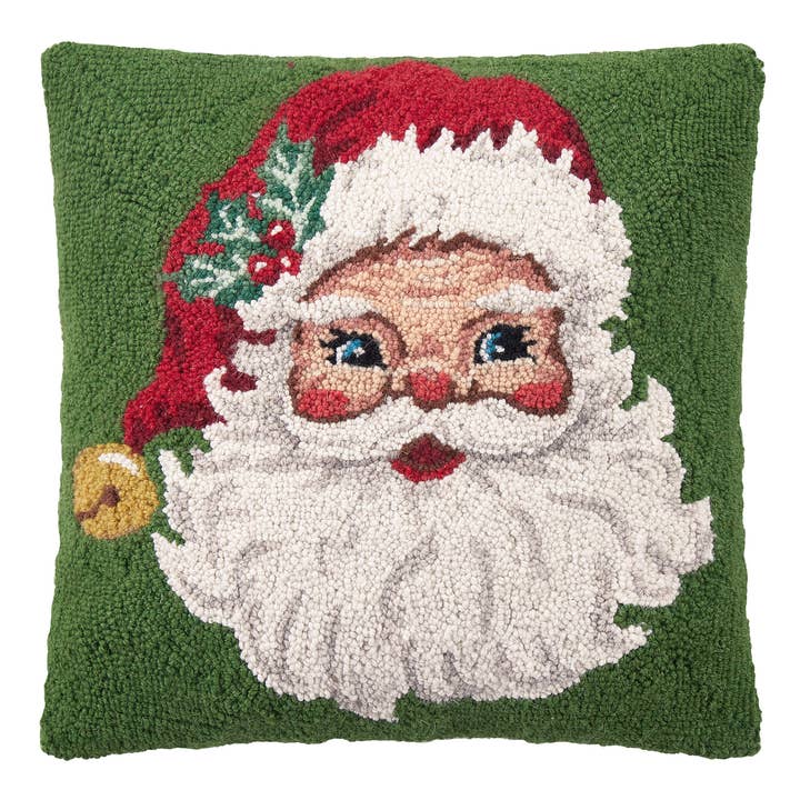 Peking Handicraft 31SJM11195C18SQ Red Hat Santa Hook Pillow 18" x 18"