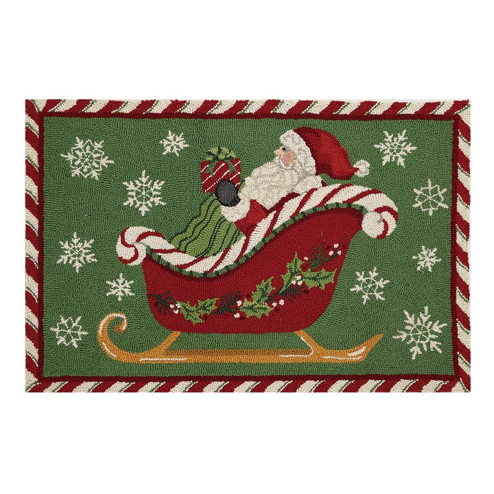 Peking Handicraft 31SERX401C03 Santa Sleigh Hook Rug