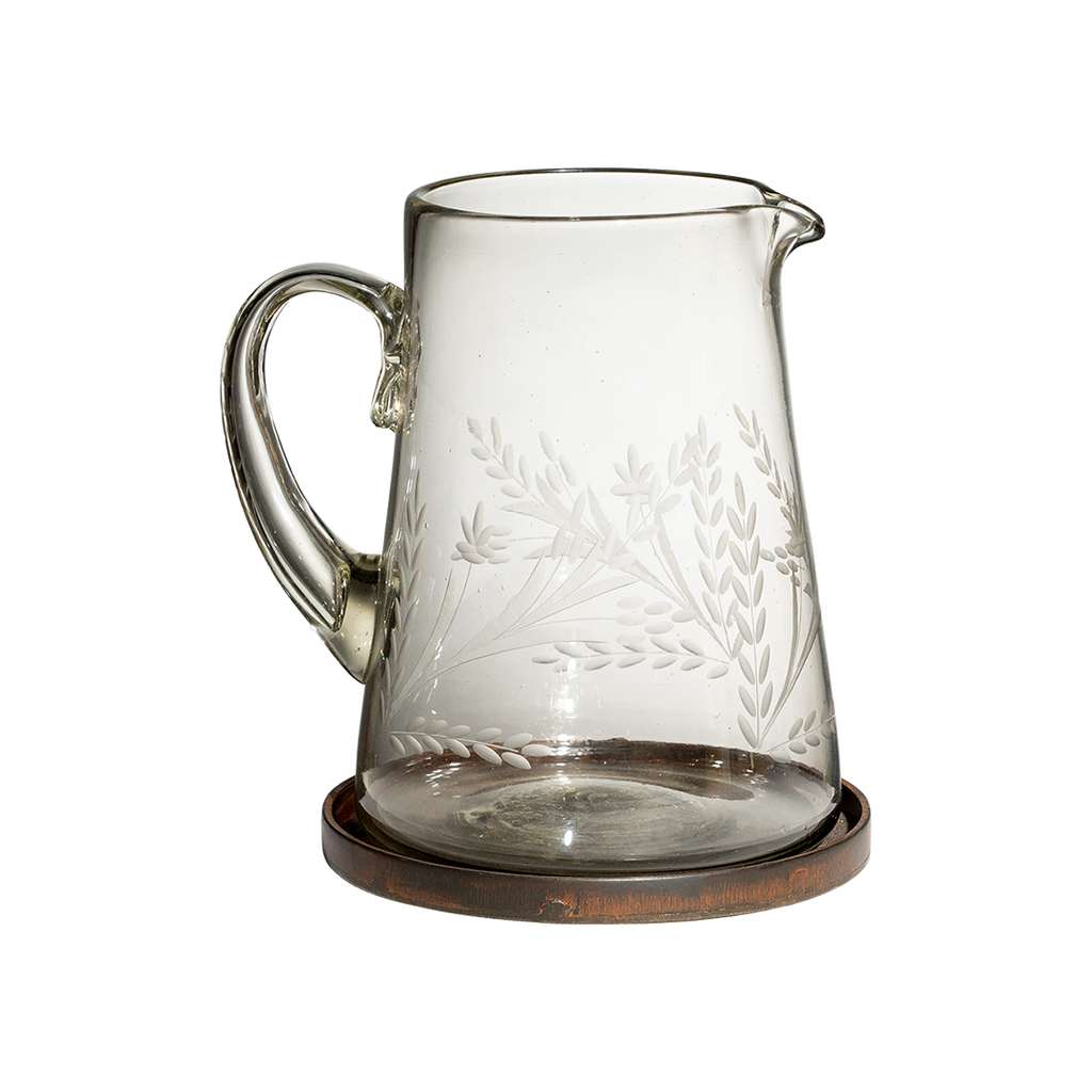 Jan Barboglio 5436CL Hacienda Jarron Pitcher w/ 3 Pepita Ramos Etched on Iron Stand