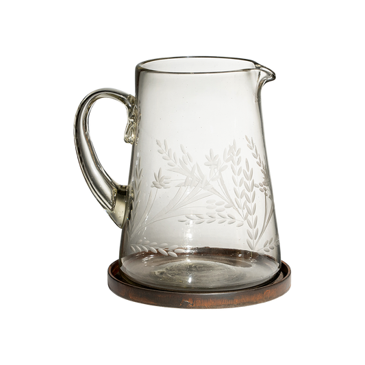 Jan Barboglio 5436CL Hacienda Jarron Pitcher w/ 3 Pepita Ramos Etched on Iron Stand