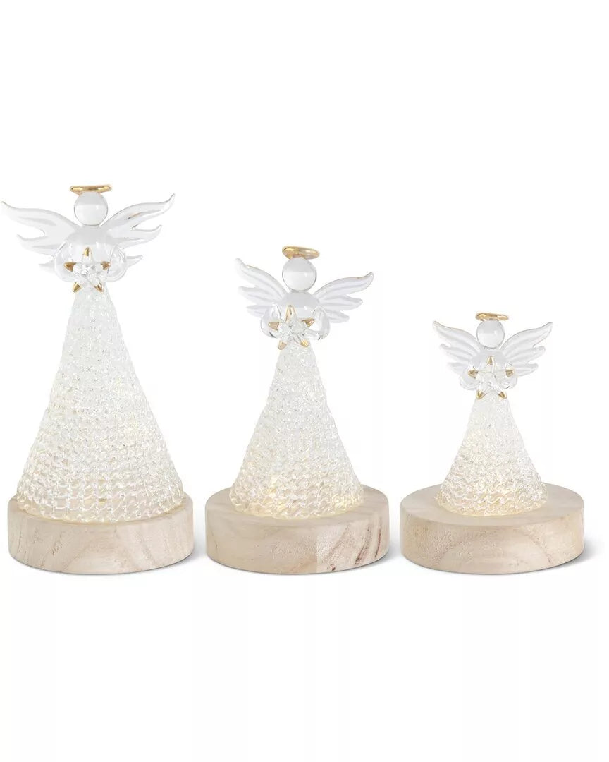 K & K Interiors 54936A Handcrafted Spun Glass LED Angel w/Timer