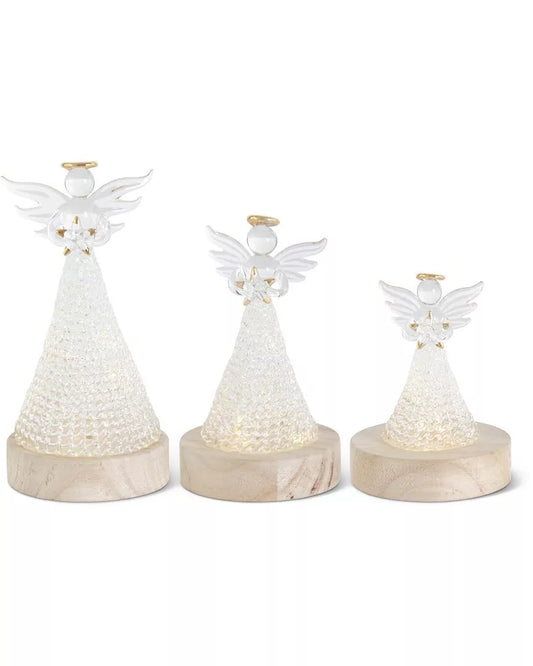 K & K Interiors 54936A Handcrafted Spun Glass LED Angel w/Timer