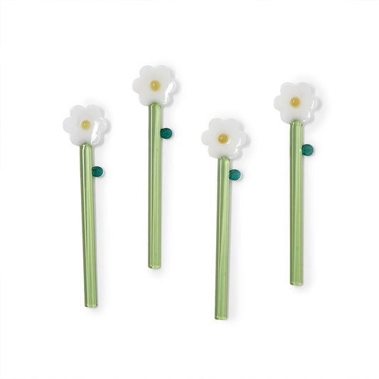 Two's Company 55029 Daisy Flower Hand-Crafted Stirrers in Gift Box - Set of 4