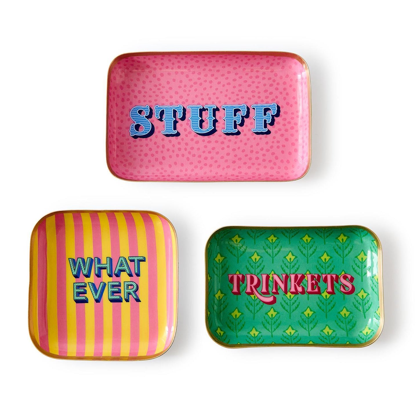 Two's Company 55393 Metal Trays with Sayings