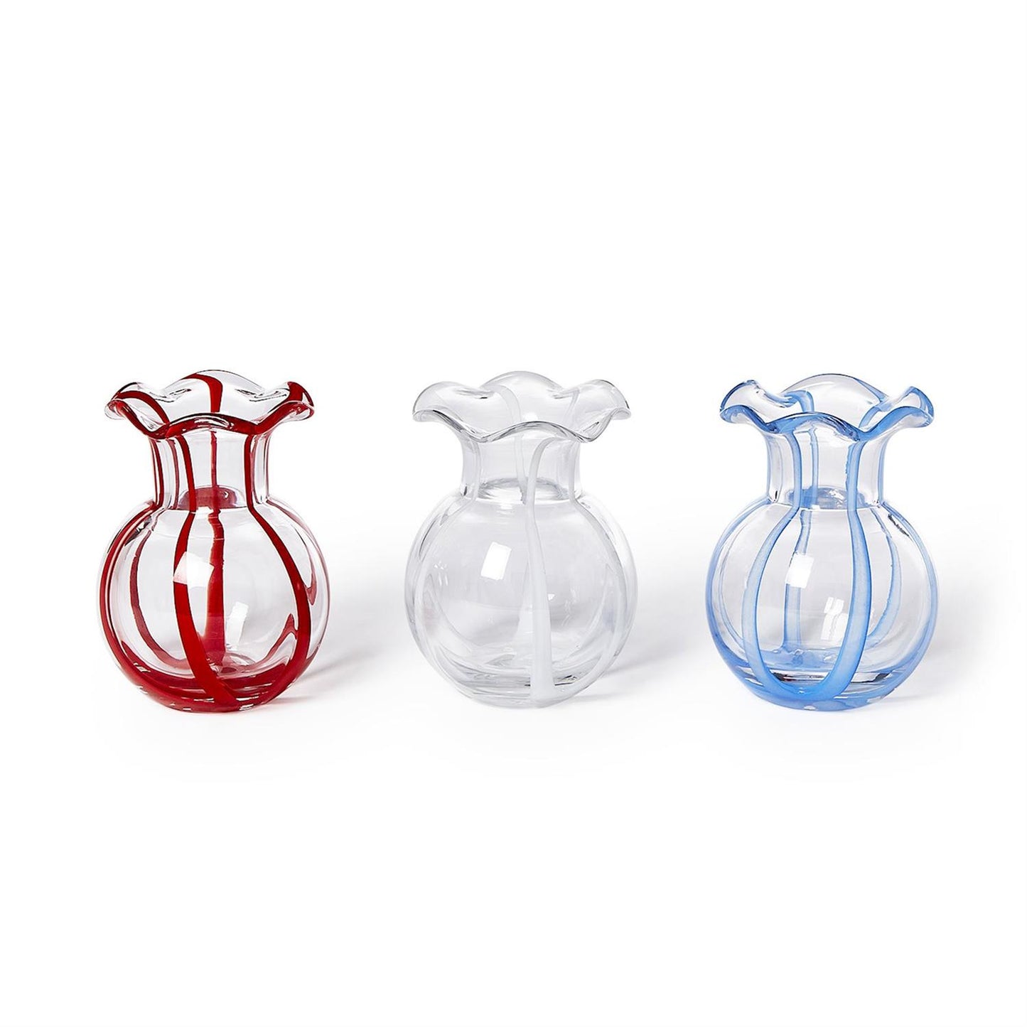 Two's Company 55682-20 Ruffled Ribbon Vase - 3 Assorted Colors