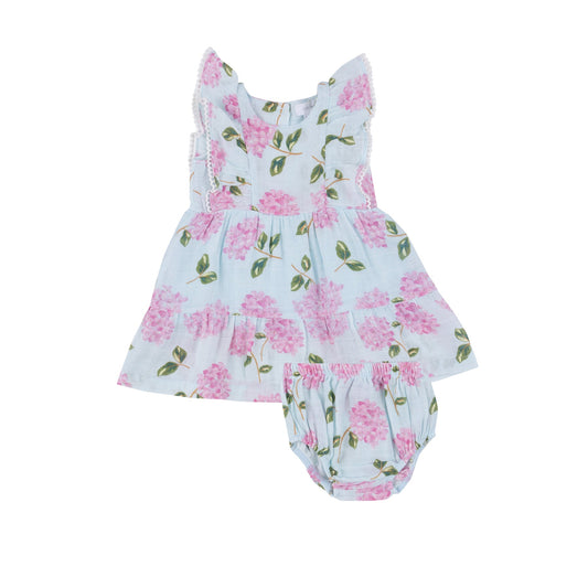 Angel Dear 557S24HYD Hydrangeas Picot Trim Edged Dress and Diaper Cover