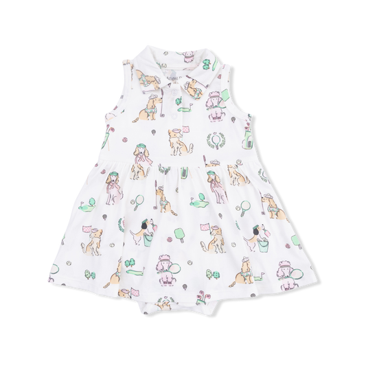 Angel Dear 568-S26-CDP Country Club Dogs Polo Tennis Dress - Pink