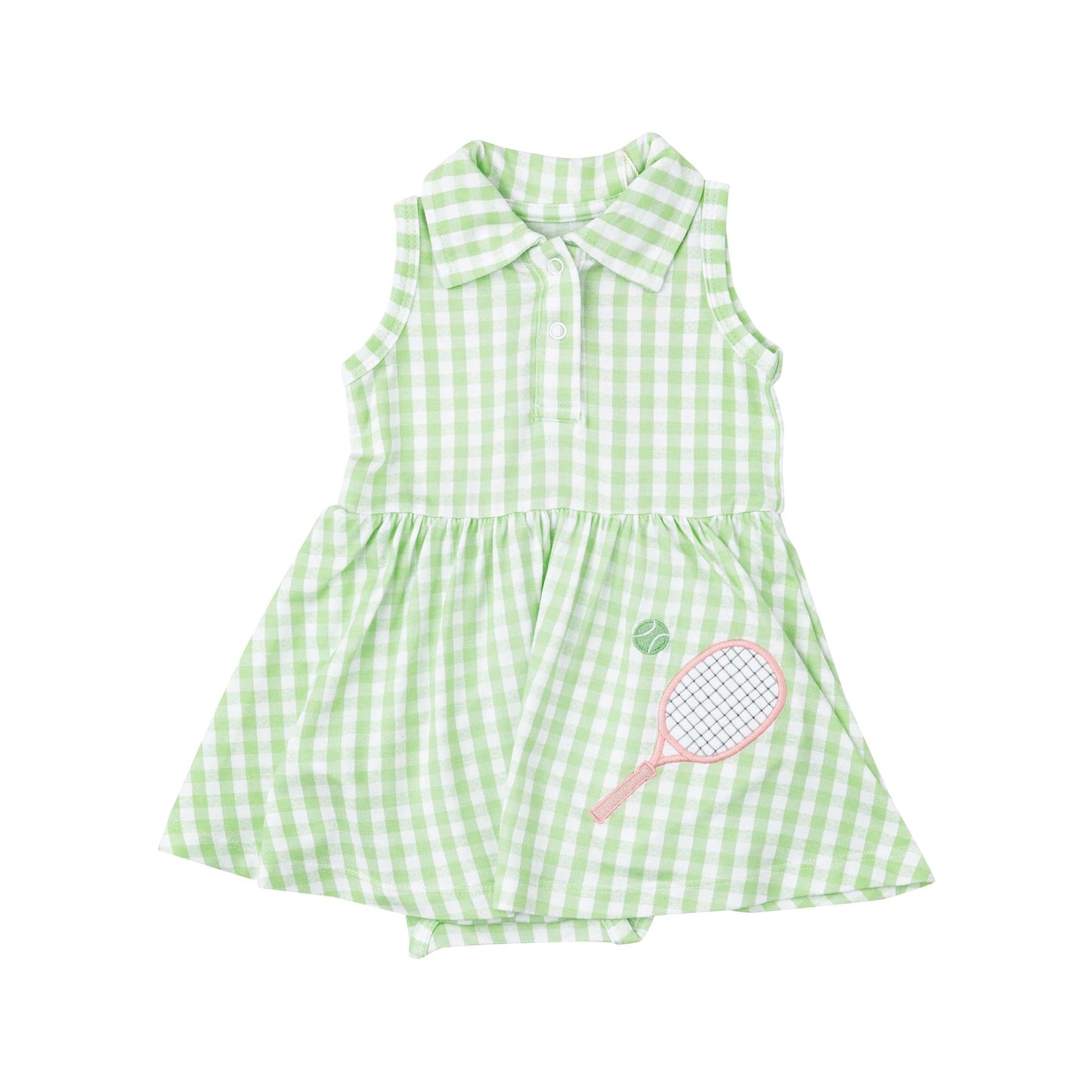 Angel Dear 568S24GIG Mini Gingham Green Tennis Tank Bodysuit Dress