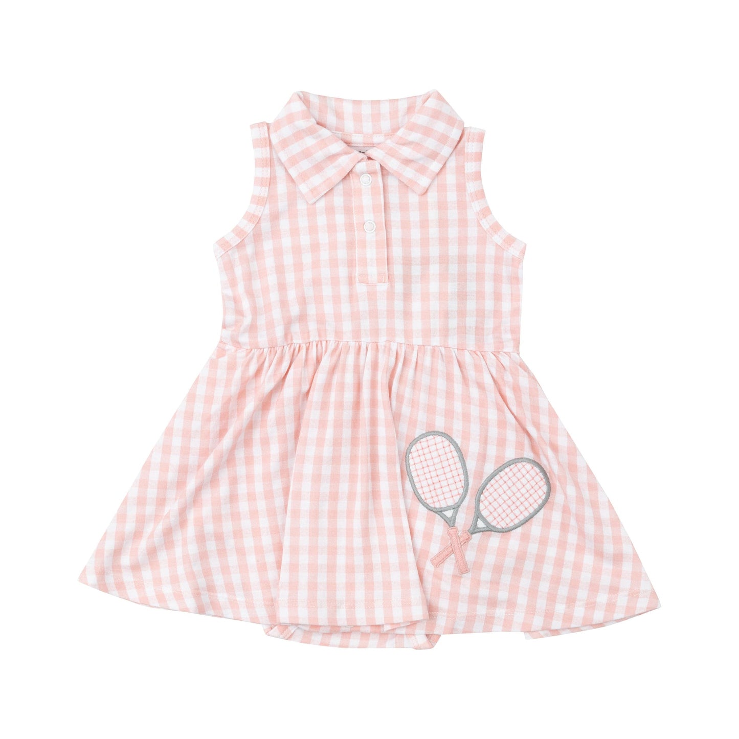 Angel Dear 568S24GIP Mini Pink Gingham Tennis Tank Bodysuit Dress