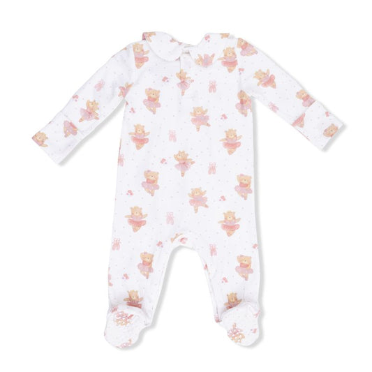 Angel Dear 583-S26-TBB Teddy Bear Ballerina Smocked Peter Pan Snap Footie