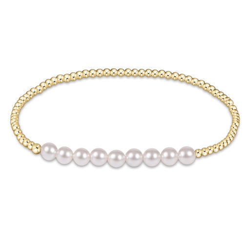 enewton BCLG25BEBLPE5 Classic Gold Beaded Bliss 2.5mm Bead Bracelet - 5mm Pearl