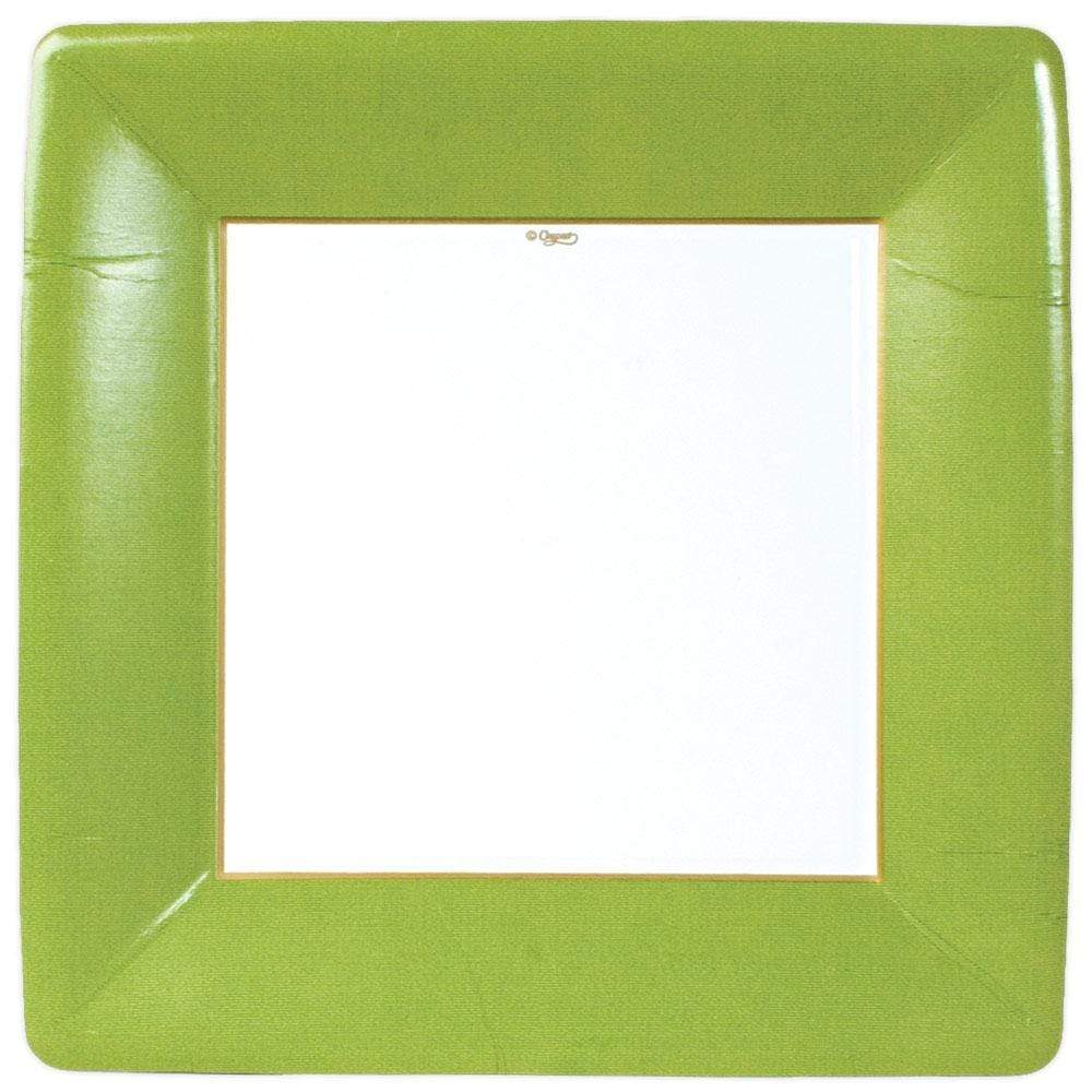 Caspari 6017 Grosgrain Border Plates - Moss Green