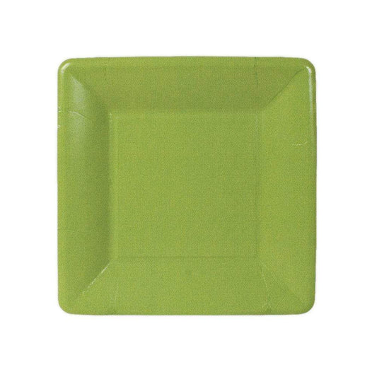 Caspari 6017 Grosgrain Border Plates - Moss Green