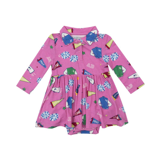 Angel Dear 620-F24-VAC Varsity Cheer Long Sleeve Polo Bodysuit Dress