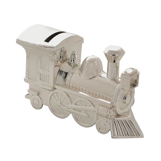 WIDDOP & CO. WY6289 Bambino Silver Plated Large Train Piggy Bank