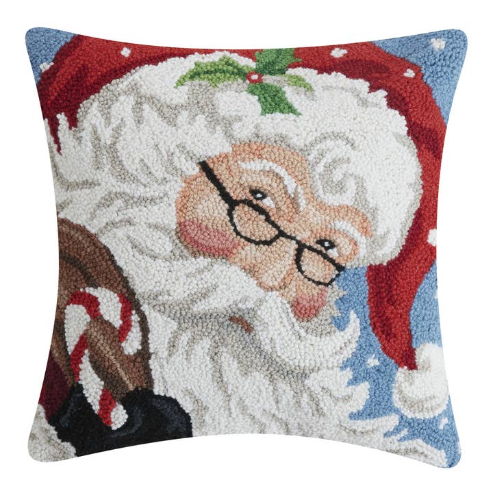 Peking Handicraft 31SJM10735C18SQ Santa With Glasses Hook Pillow 18" x 18"