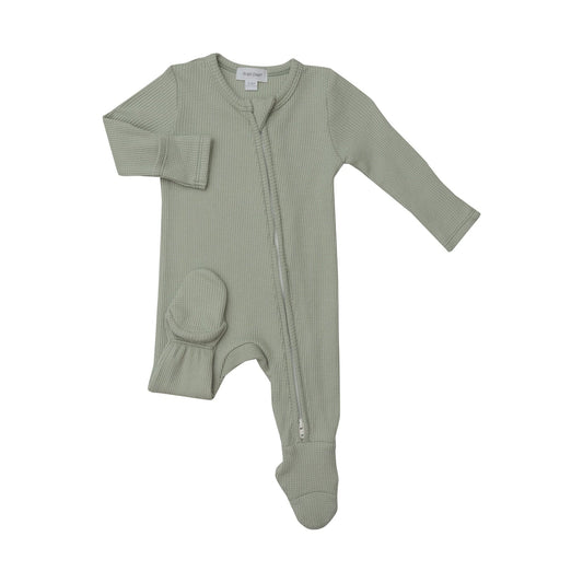 Angel Dear 651-F24-SDS Ribbed Desert Sage 2 Way Zipper Footie