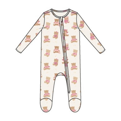 Angel Dear 651-F24-TEP Teddy Bears Pink 2 Way Zipper Footie