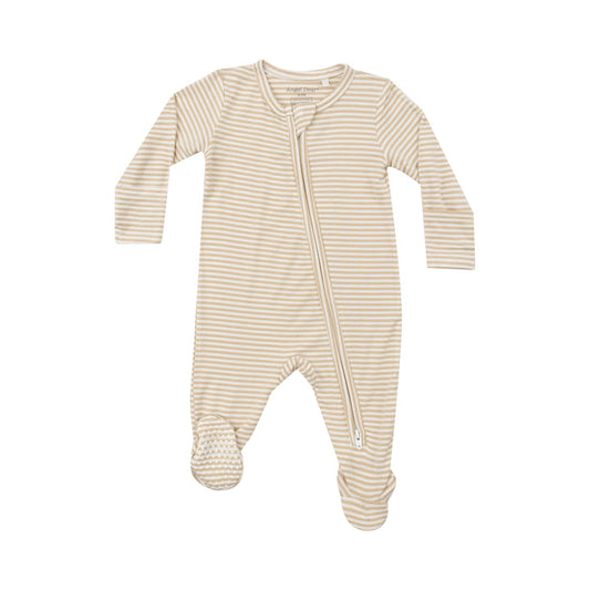 Angel Dear 651-F24-BCS Beige Stripe 2 Way Zipper Footie