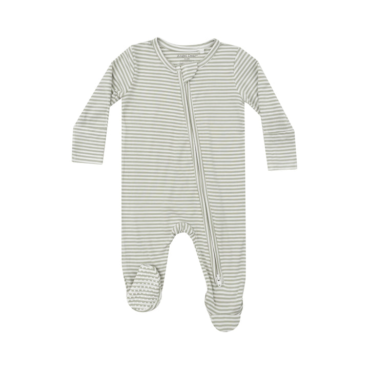 Angel Dear 651-F24-DGS Desert Green Stripe 2 Way Zipper Footie