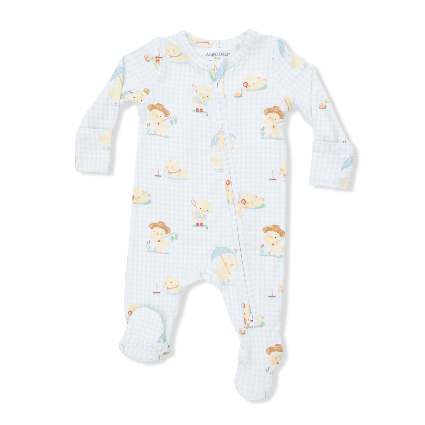 Angel Dear 651-S26-VSG Vintage Spring Ducklings 2 Way Zipper Footie - Green