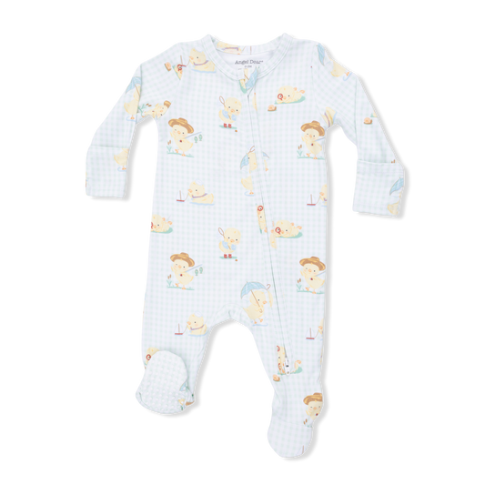 Angel Dear 651-S26-VSG Vintage Spring Ducklings 2 Way Zipper Footie - Green