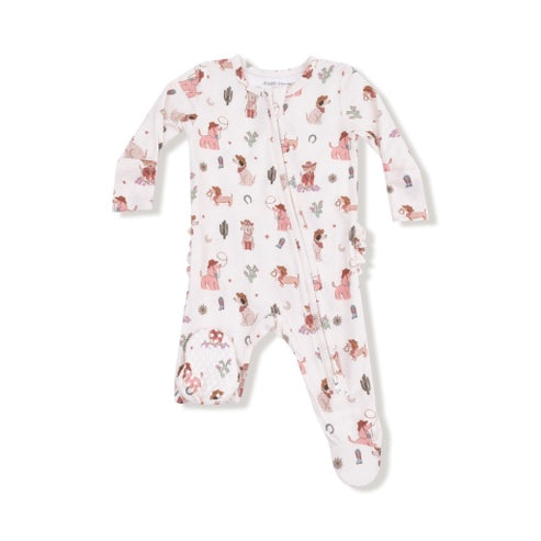 Angel Dear 653-F25-CGD Cowgirl Dogs 2 Way Zipper Ruffle Back Footie