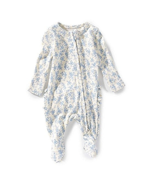 Angel Dear 653-F25-ROF Romi Floral 2 Way Zipper Ruffle Back Footie