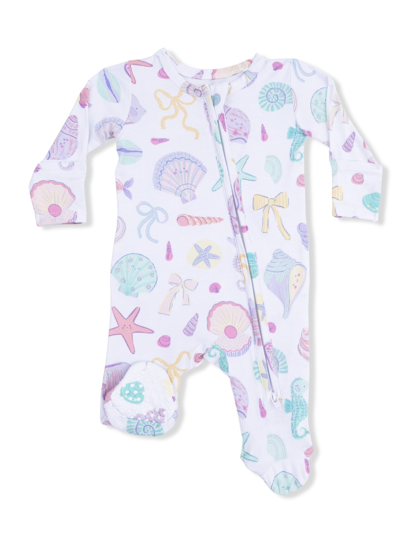 Angel Dear 653-S26-BCD Beach Days 2 Way Ruffle Back Zipper Footie