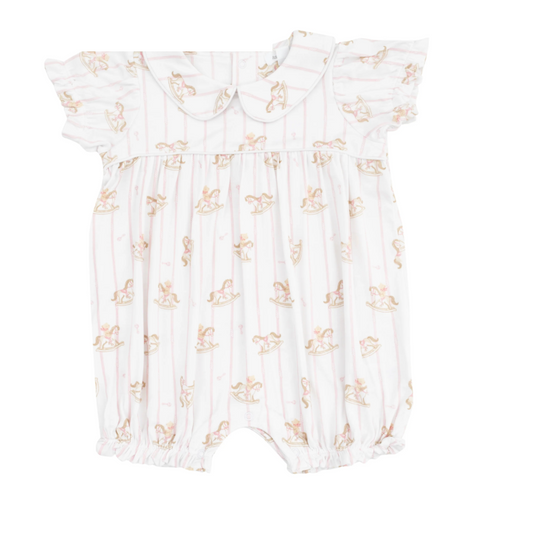 Angel Dear 686-S25-VRP Vintage Rocking Horse Pink Classic Puff Sleeve Baby Doll Bubble