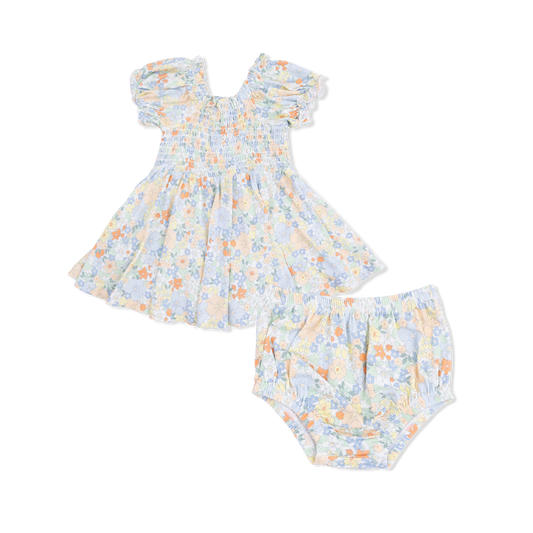 Angel Dear 688-S26-GAF Georgia Floral Smocked Twirly Dress and Bloomer