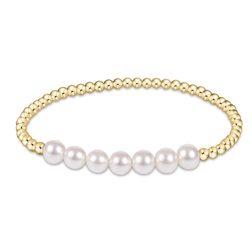 enewton BCLG3BEBLPE6 Classic Gold Beaded Bliss 3mm Bead Bracelet - 6mm Pearl