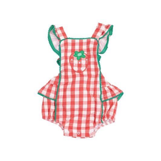 Angel Dear 725-S25-SGI Strawberry Gingham Ric-Rac Ruffle Sunsuit