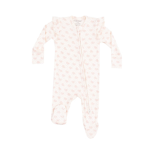 Angel Dear 726-S25-VMB Vintage Mini Bows 2 Way Ruffle Sleeve Zipper Footie