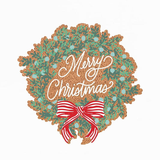 Mary Square 77586 Wreath Merry Christmas Door Mat