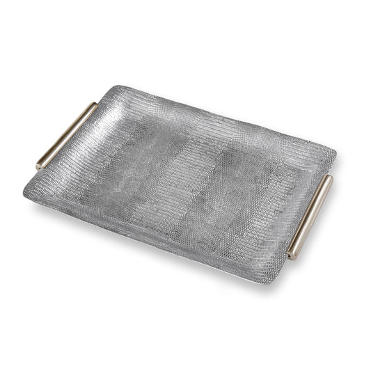 Beatriz Ball 7825 Sierra Modern Python Medium Tray w/ Handles - Gunmetal and Gold