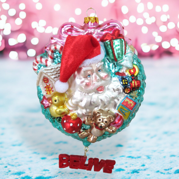 December Diamonds 79-81682 Santa in Wreath Ornament