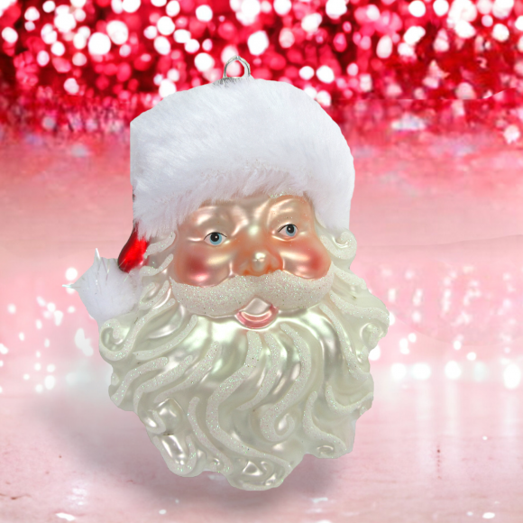 December Diamonds 79-81784 Santa Head w/Fur Ornament