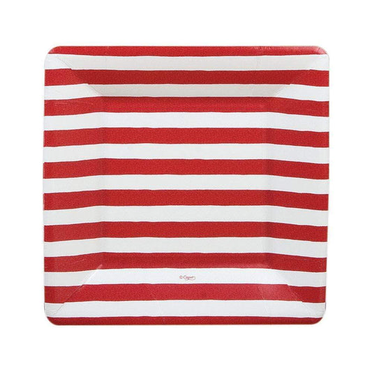 Caspari 7921SP Red and white Stripe Dessert/Salad Plates