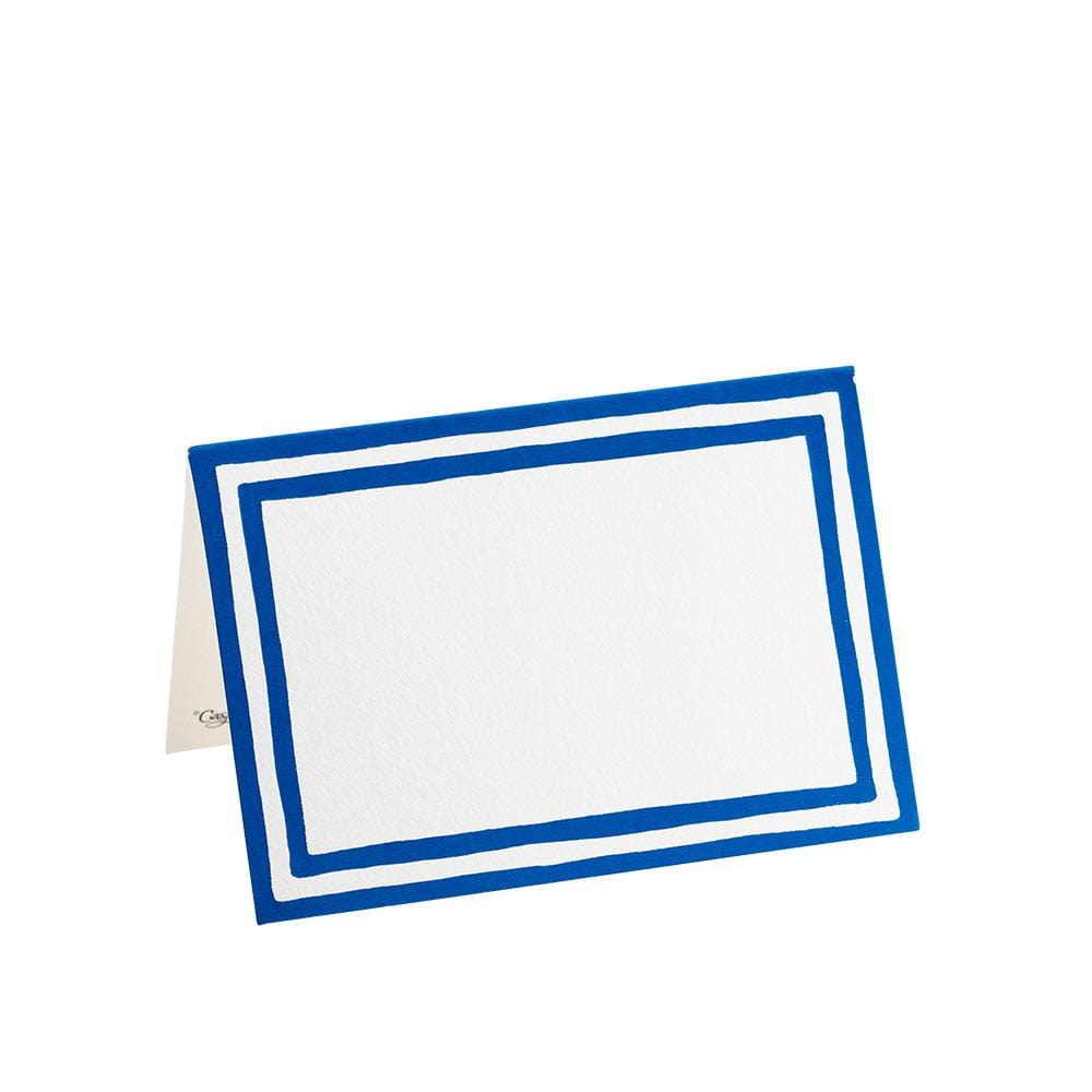 Caspari 80948P Stripe Border Blue Foil Place Cards - Package of 8