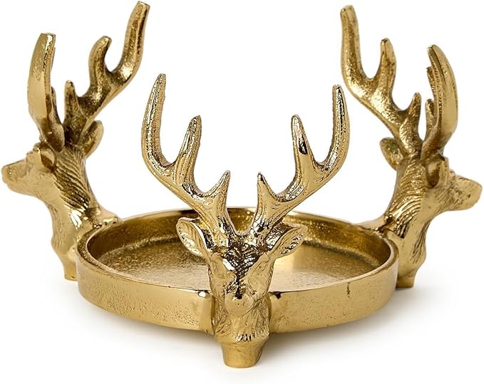 Two's Company 82353 Gold Stag Bottle Coaster/Pillar Candleholder