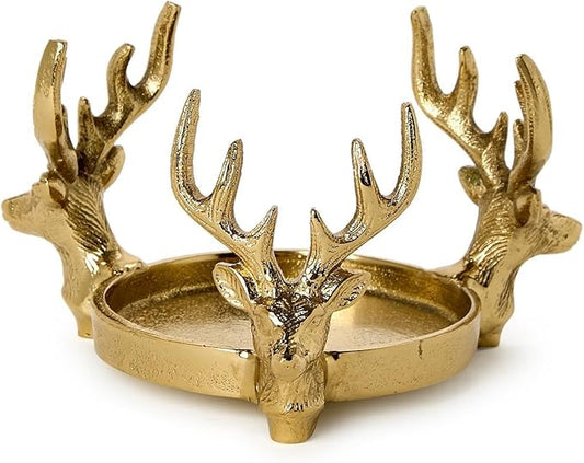 Two's Company 82353 Gold Stag Bottle Coaster/Pillar Candleholder