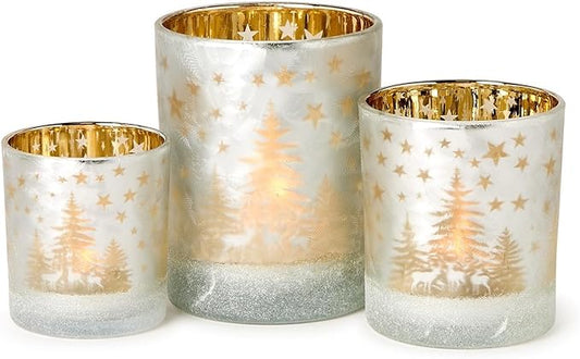 Two's Company 82637 Forest Whimsy set of 3 Shimmering tealight candleholders