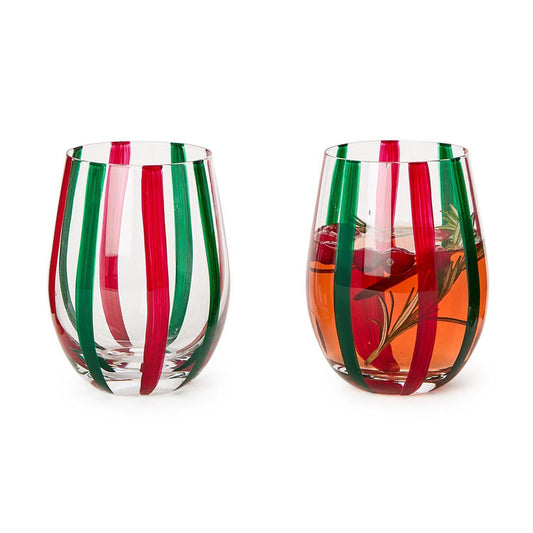 Two's Company 82722 Striped Stemless Wine Glass